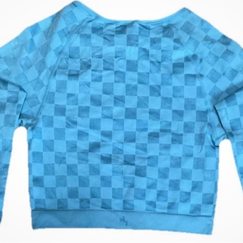 JoyLab Aqua Checkered Top